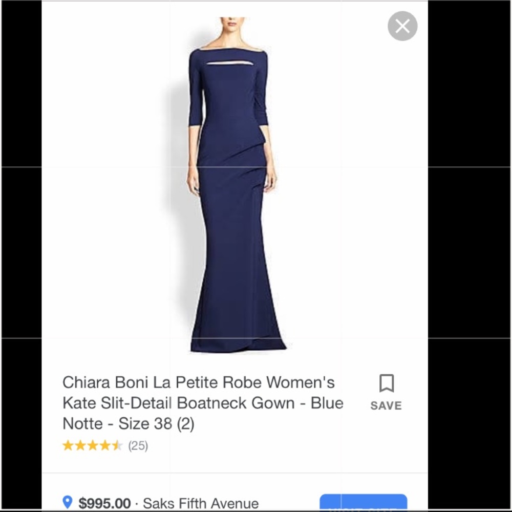 Chiara Boni designer navy gown from Saks